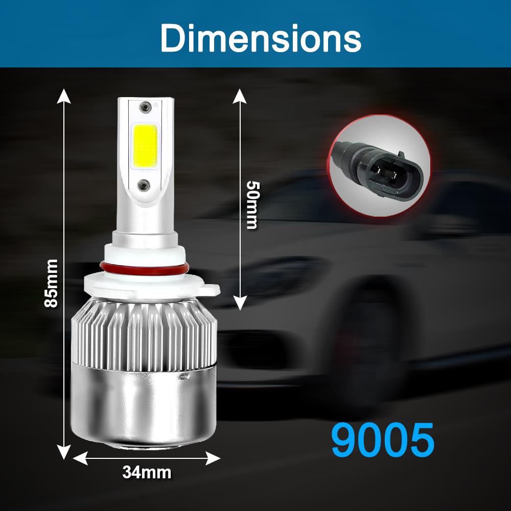9005/H10/HB3 Car LED Headlight Bulb 36W 6000K 4000 Lumens Extremely Bright Chips Conversion Kit - Silver