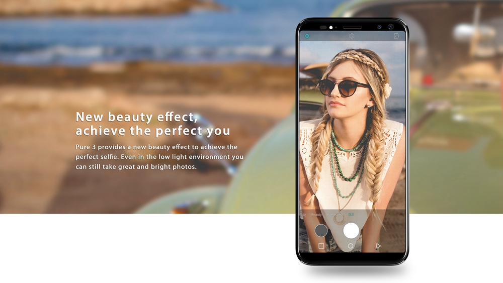 M-horse Pure 3 5.7 Inch 4G Smartphone MTK6763 Soc 4GB 64GB 13.0MP+5.0MP Dual Rear Cameras Android 7.1 18:9 HD+ Screen Touch ID - Black