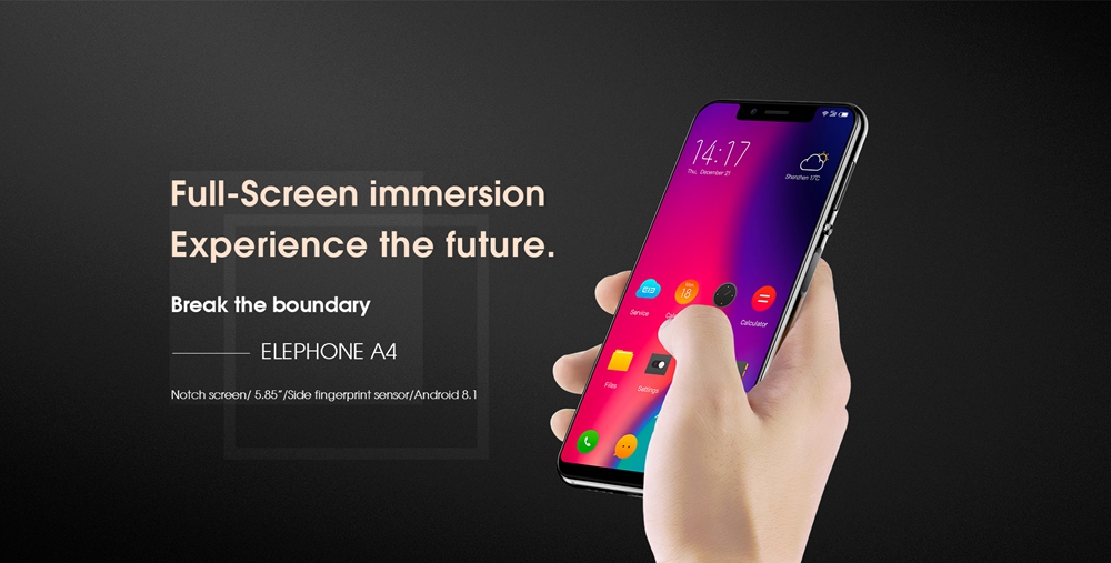 [HK Stock]Elephone A4 5.85 Inch 4G Smartphone MTK6739 Soc 3GB 16GB 8.0MP Rear Camera Android 8.1 3000mAh 19:9 Full Screen Touch ID - Gold