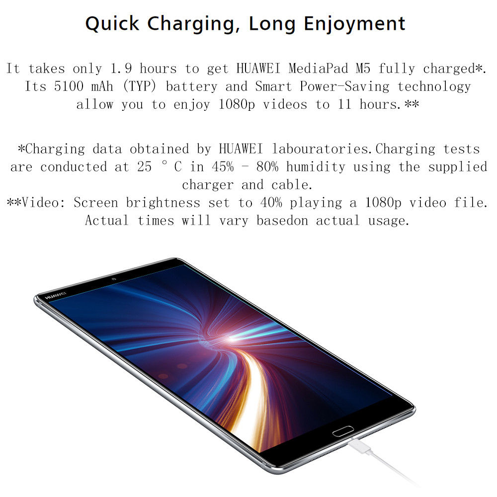 Huawei M5 4G FDD-LTE Phablet Hisilicon Kirin 960 Octa Core 8.4" IPS 2K Screen 2560*1600 Android 8.0 4GB RAM 64GB ROM - Gray