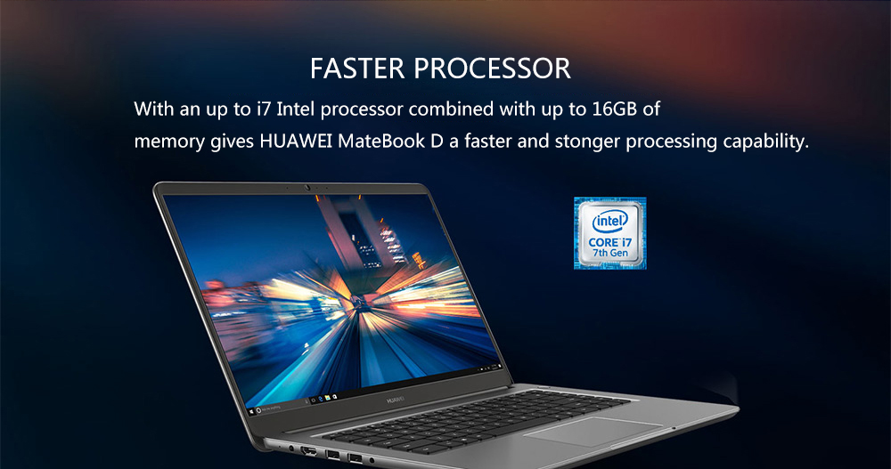 Huawei MateBook D Laptop Intel Core i5-7200U Dual Core Geforce 940MX 2GB DDR5 15.6" 1920*1080 Windows 10 8GB RAM 256GB SSD - Gray