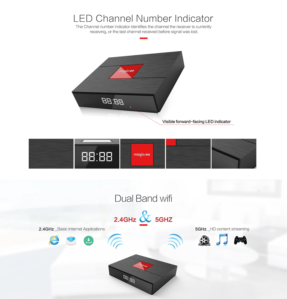 Magicsee C400 Plus DVB-T2/S2 DVB-C Amlogic S912 3GB/32GB Android 7.1 TV BOX 802.11AC WIFI LAN KODI Bluetooth