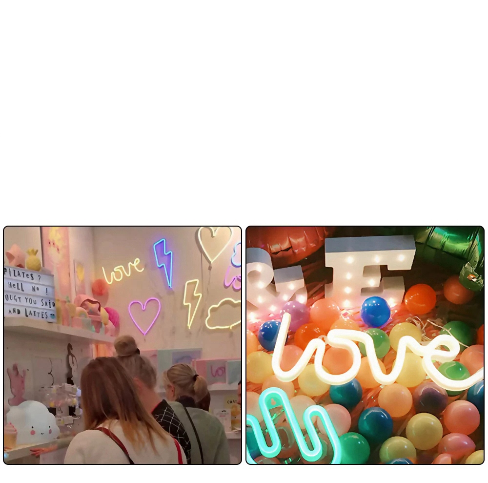 LED Love Neon Night Light Wall Lamp Holiday Decorations -White