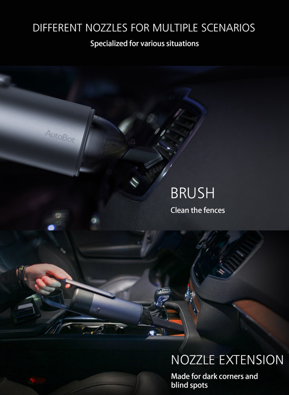 Autobot ABV001 4200PA Car Vacuum Cleaner Wireless Portable Handheld Wet Dry Multifunctional - Black