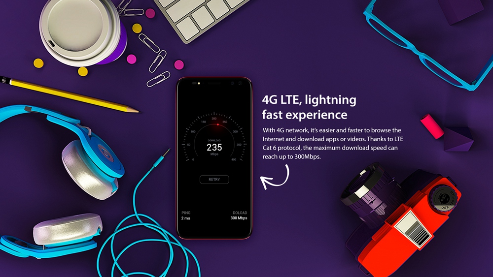 M-horse Pure 3 5.7 Inch 4G Smartphone MTK6763 Soc 4GB 64GB 13.0MP+5.0MP Dual Rear Cameras Android 7.1 18:9 HD+ Screen Touch ID - Black