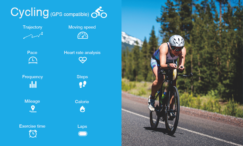 [Italy Stock]Makibes G03S Smart Bracelet Inbuilt GPS IP68 Water Resistant Heart Rate Monitor Sunlight Legibility Screen Compatible With IOS Android - Black