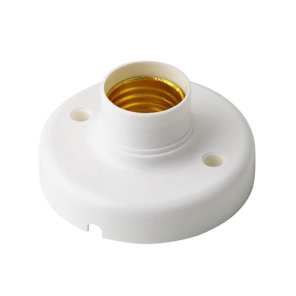 Useful E27 Round Plastic Base Screw Light Bulb Lamp Socket Holder White