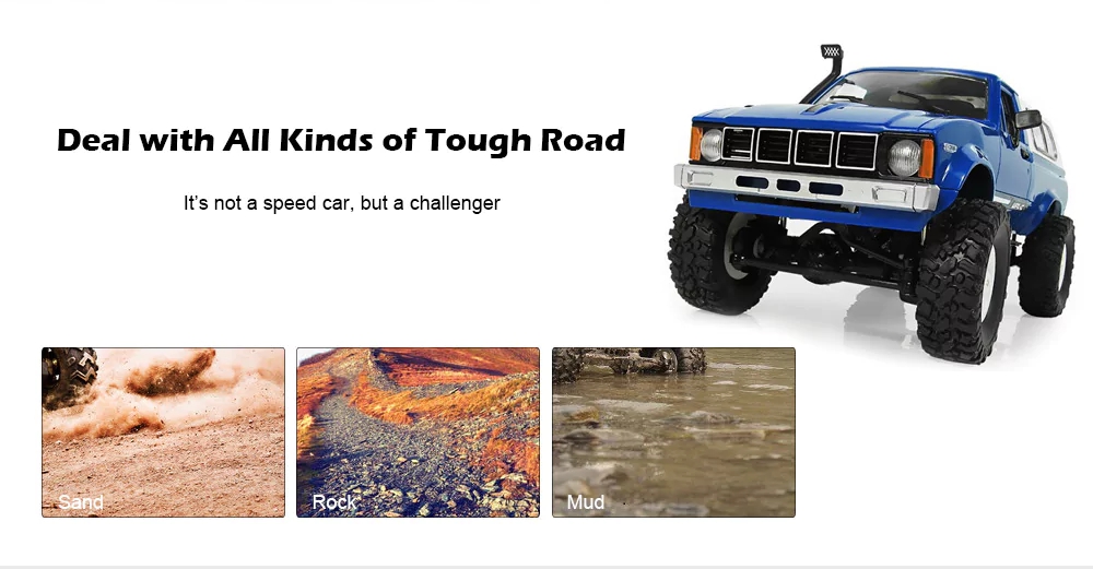 WPL C-24 2.4G 4WD 1:16 Off Road Rock Crawler Mosquito with Front LED RC Car RTR - Red