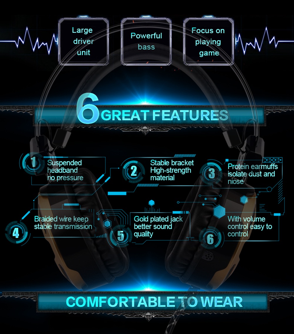M2 Gaming Headset with Mic 3.5mm+USb Interface Glowing - Black Silver