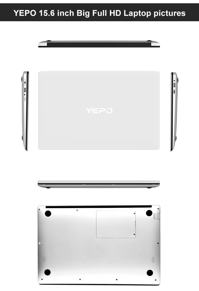 YEPO 737A6 Laptop Intel Apollo Lake N3450 Quad Core 15.6 inch IPS Screen 1920*1080 Windows 10 6GB DDR3 500GB HDD - Silver