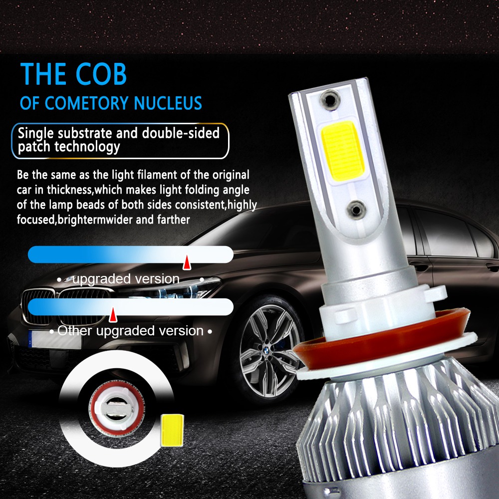 H8/H9/H11 Car LED Headlight Bulb 36W 6000K 4000 Lumens Extremely Bright Chips Conversion Kit - Silver