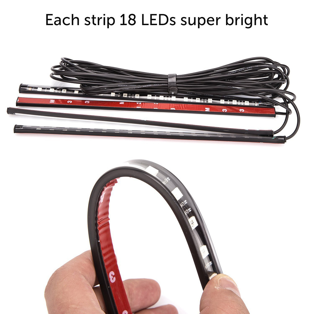 Car LED Strip Lights 60 LED Multi-color Music Car Interior Lights with Sound Active Function IR Remote - Black