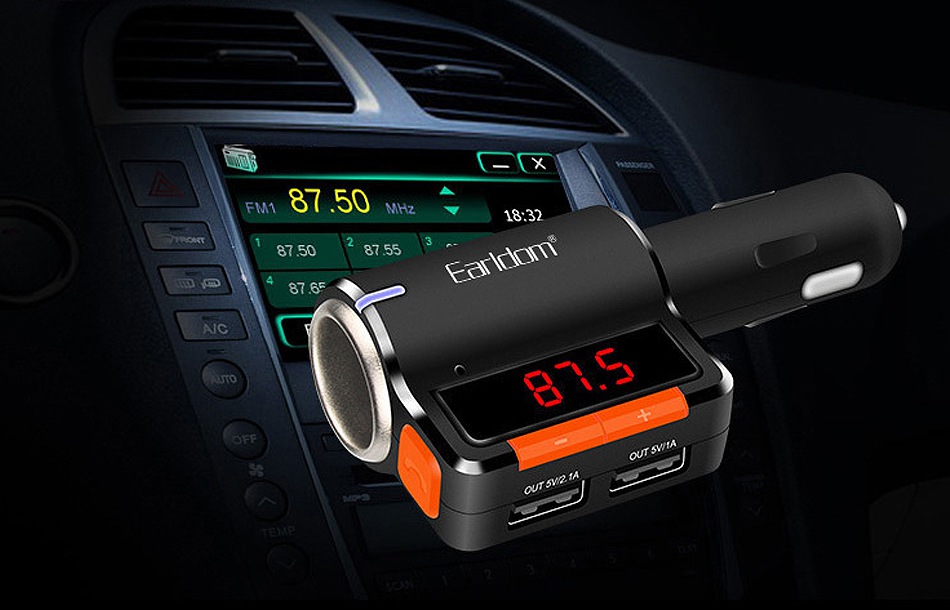 Earldom M10 Dual USB Car Charger Bluetooth Handsfree Call