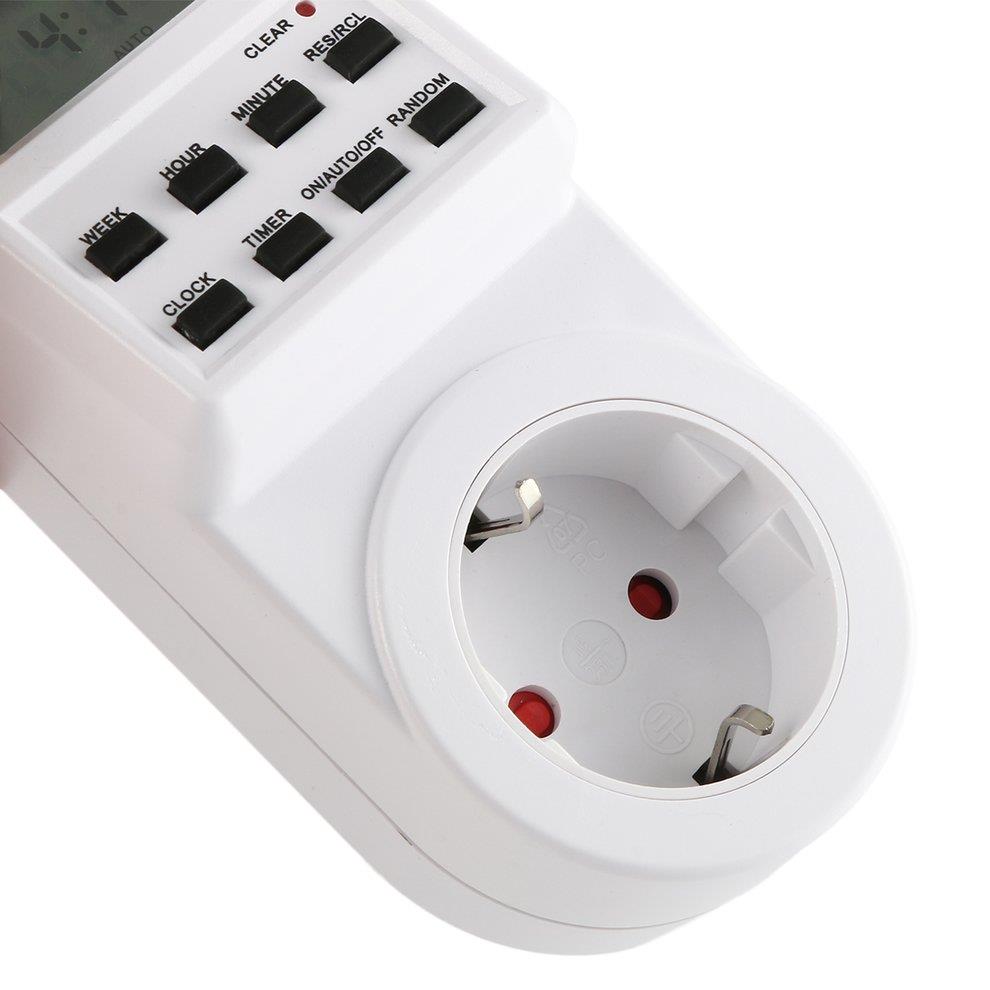 Plug-In Programmable Timer Switch Socket Voltage-Free Output With Clock Summer Time EU Plug - White