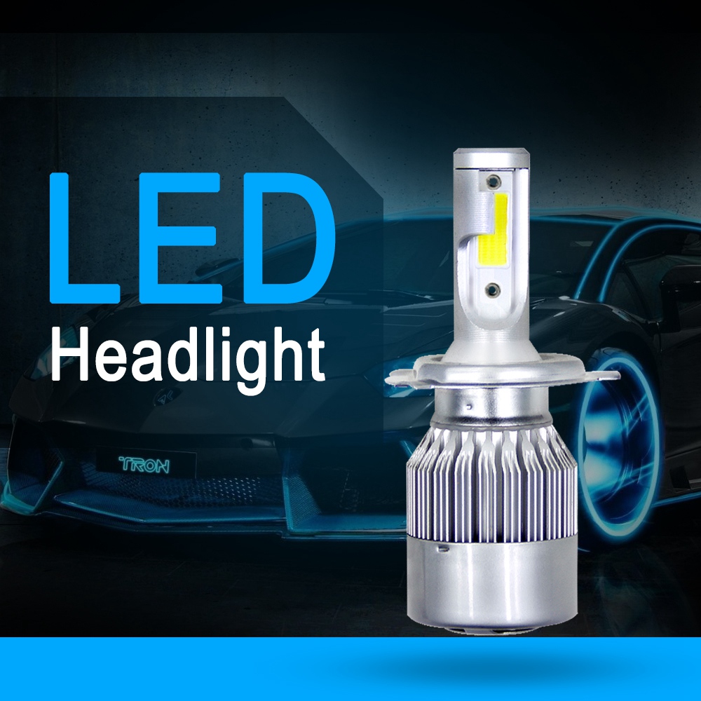 H4/HB2/9003 Car LED Headlight Bulb 36W 6000K 4000 Lumens Extremely Bright Chips Conversion Kit - Silver
