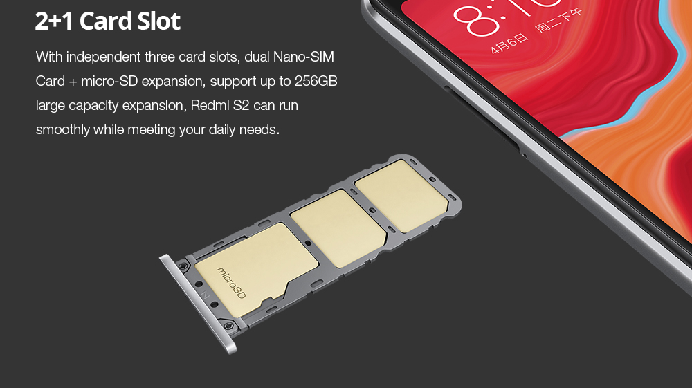 [HK Stock][Official Global Version]Xiaomi Redmi S2 5.99 Inch 4G LTE Smartphone Snapdragon 625 Soc 3GB 32GB 12.0MP+5.0MP Dual Rear Cameras MIUI 9 18:9 Full Screen Touch ID - Gray