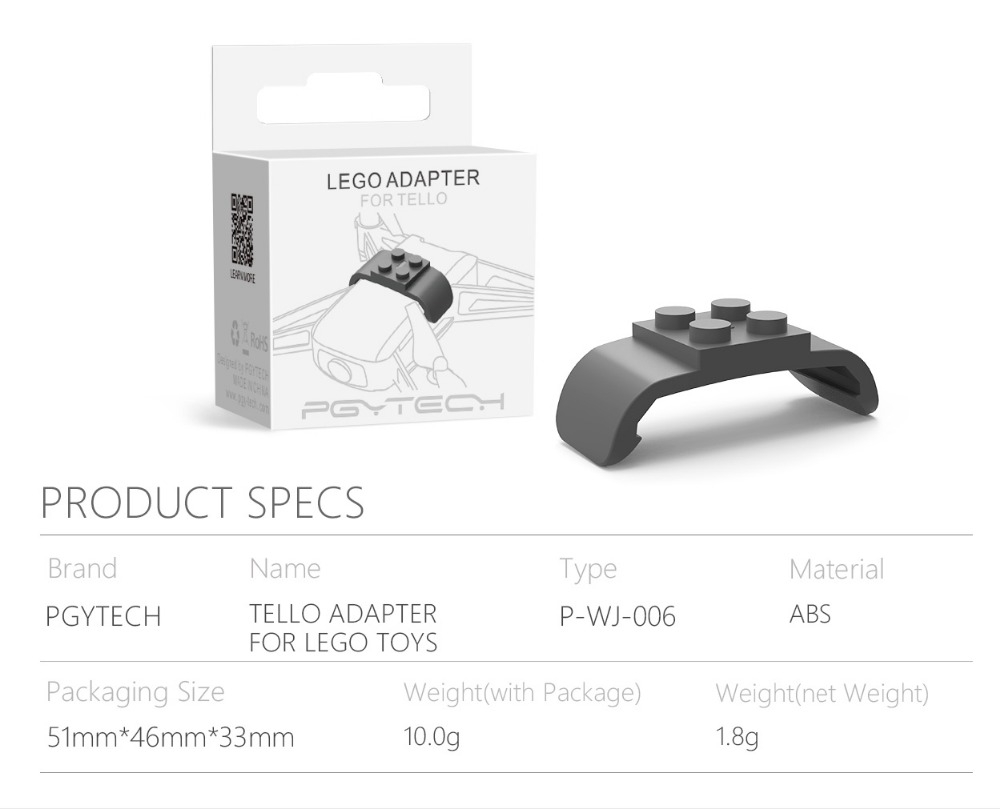 PGYTECH Adapter for LEGO Toys DJI Tello RC Quadcopter
