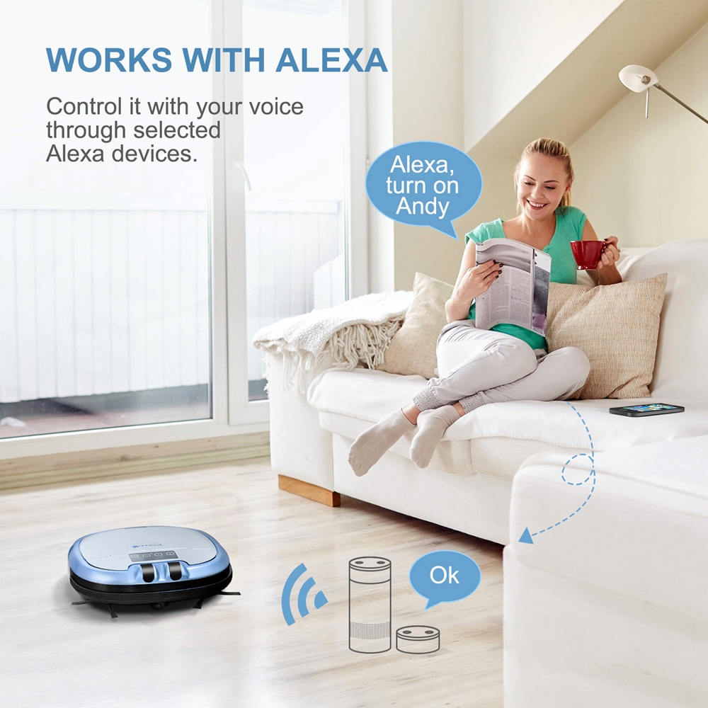 XShuai HXS-C3 Robotic Vacuum Cleaner HEPA Filter 1000Pa Suction Video Call Function Motion Detection works with Amazon A