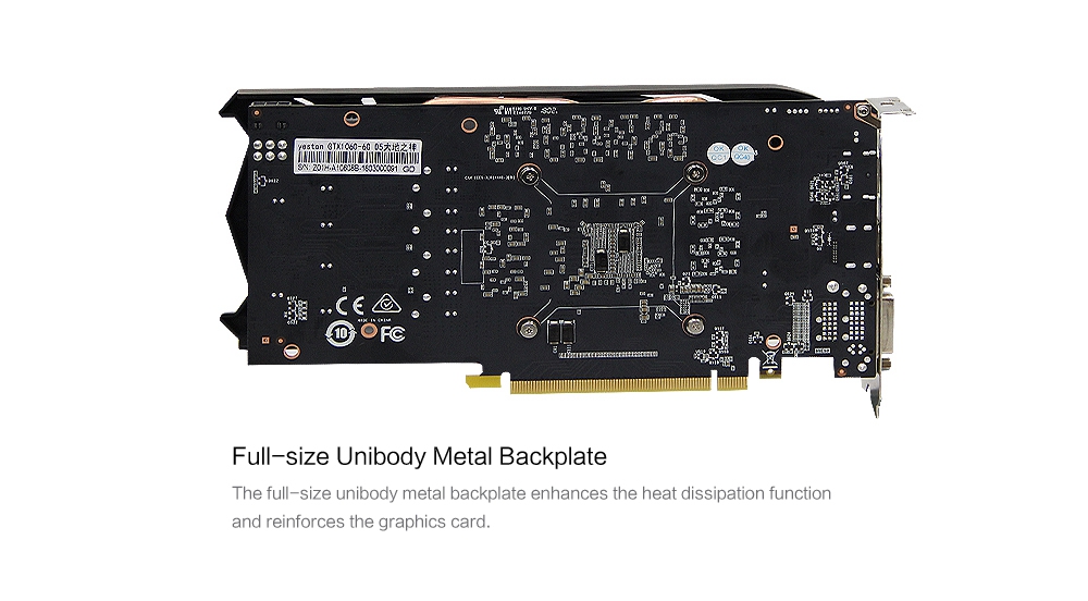 Yeston GTX1060-6G D5 Gaming Graphics Double Fan Custom Metal Backplane GAEA Series Graphics Card - Black