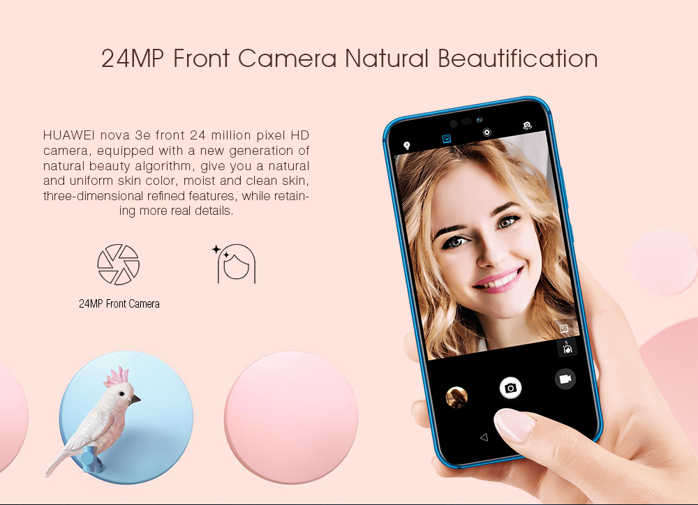 HUAWEI Nova 3e 5.84 Inch Smartphone Kirin 659 4GB 64GB 16.0MP+2.0MP Dual Rear Cameras Android 8.0 Touch ID - Black