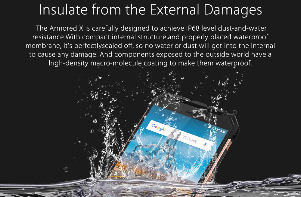 [HK Stock]Ulefone Armor X 5.5 Inch Waterproof IP68 4G Smartphone MT6739 2GB 16GB 13.0MP+5.0MP Dual Rear Cameras Android 8.1 NFC Face Recognition Wireless Charge - Rose Gold