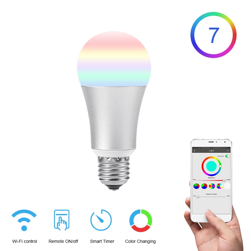 FUNRY WiFi TB-Y E27 Smart Bulb Led Light Bulb Dimmable RGB Changing Lights Remote Control Bulbs Work With Alexa -White