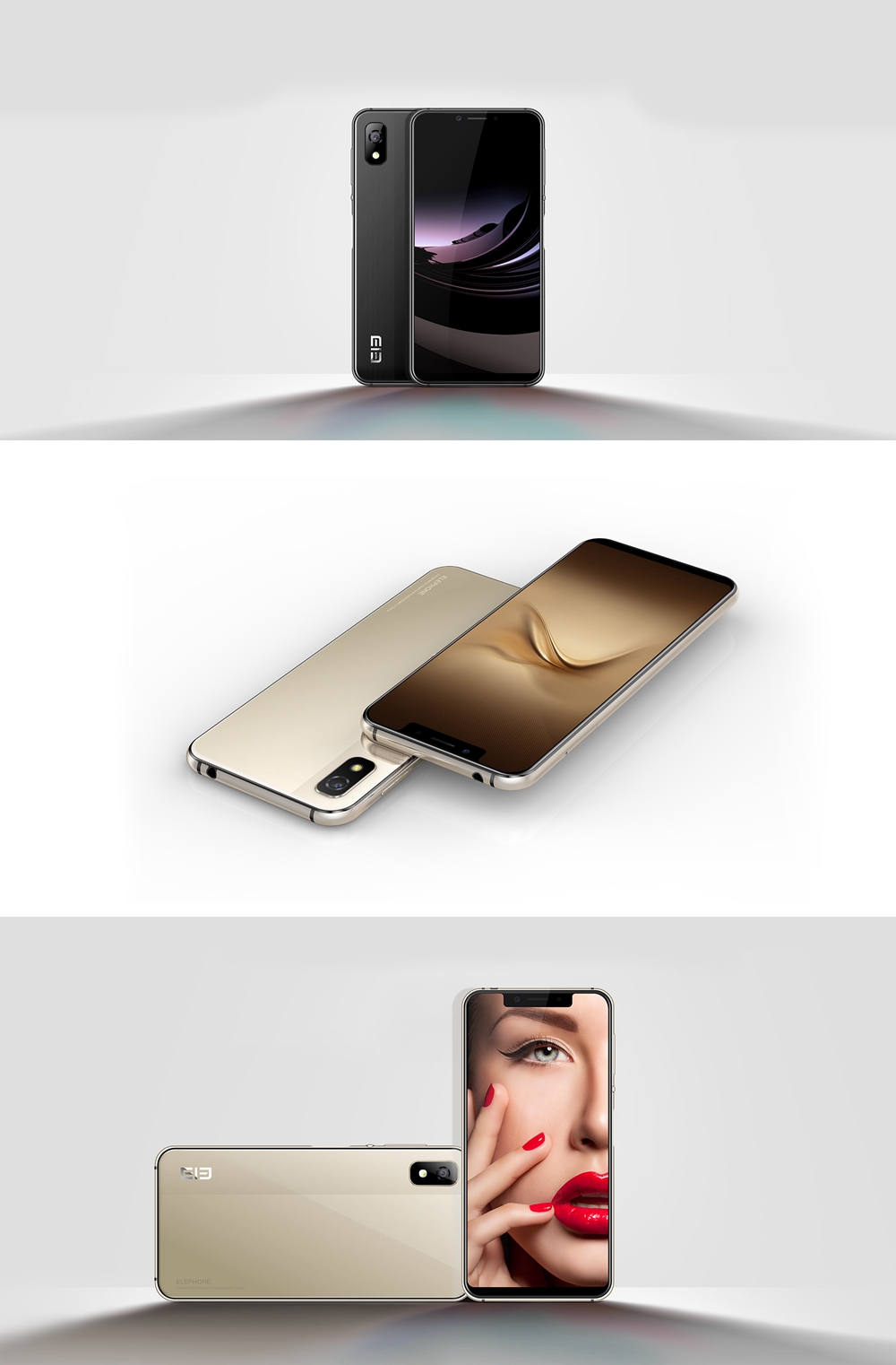 [HK Stock]Elephone A4 5.85 Inch 4G Smartphone MTK6739 Soc 3GB 16GB 8.0MP Rear Camera Android 8.1 3000mAh 19:9 Full Screen Touch ID - Gold