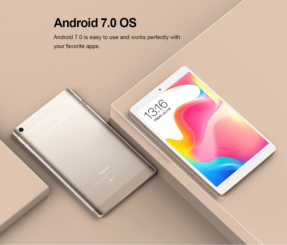 Teclast P80 Pro Tablet PC MT8163 Quad Core 8" GPS IPS Screen 1920*1200 2GB DDR3 32GB eMMC Android 7.0 Dual Band Wifi - White+Gold