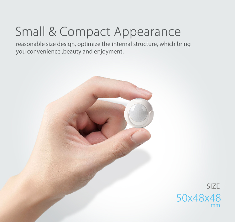 Geekbes NAS-PD01W WiFi PIR Motion Sensor Wifi Detect Motion 7cm Replaceable Battery APP Control PC+ABS -White