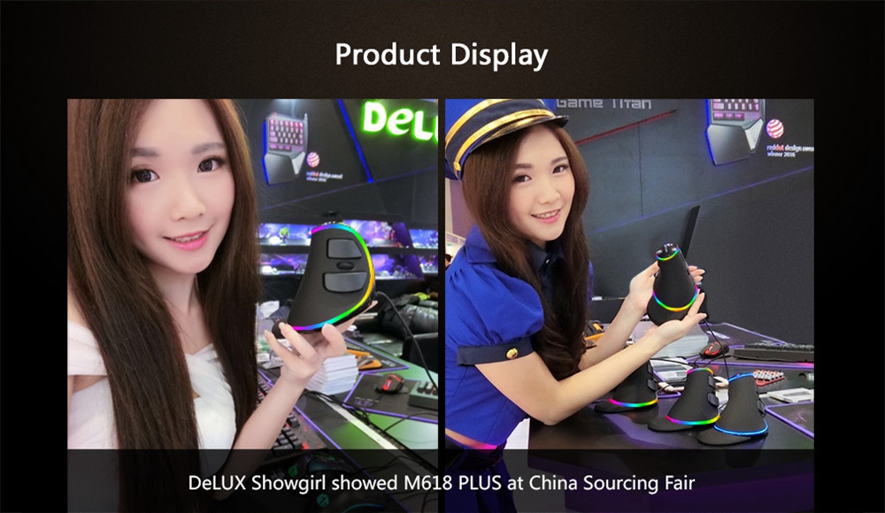 Delux M618 Plus RGB Version Optical Wired Ergonomic Mouse With 6 Buttons For PC Laptop Desktop 4000 DPI - Black