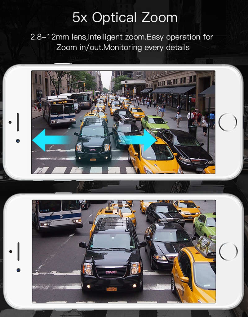 Wanscam HW0054 1080P WiFi IP Camera H.264 PTZ P2P ONVIF Night Vision IR-cut CCTV Focus 5X Zoom SD Card -White