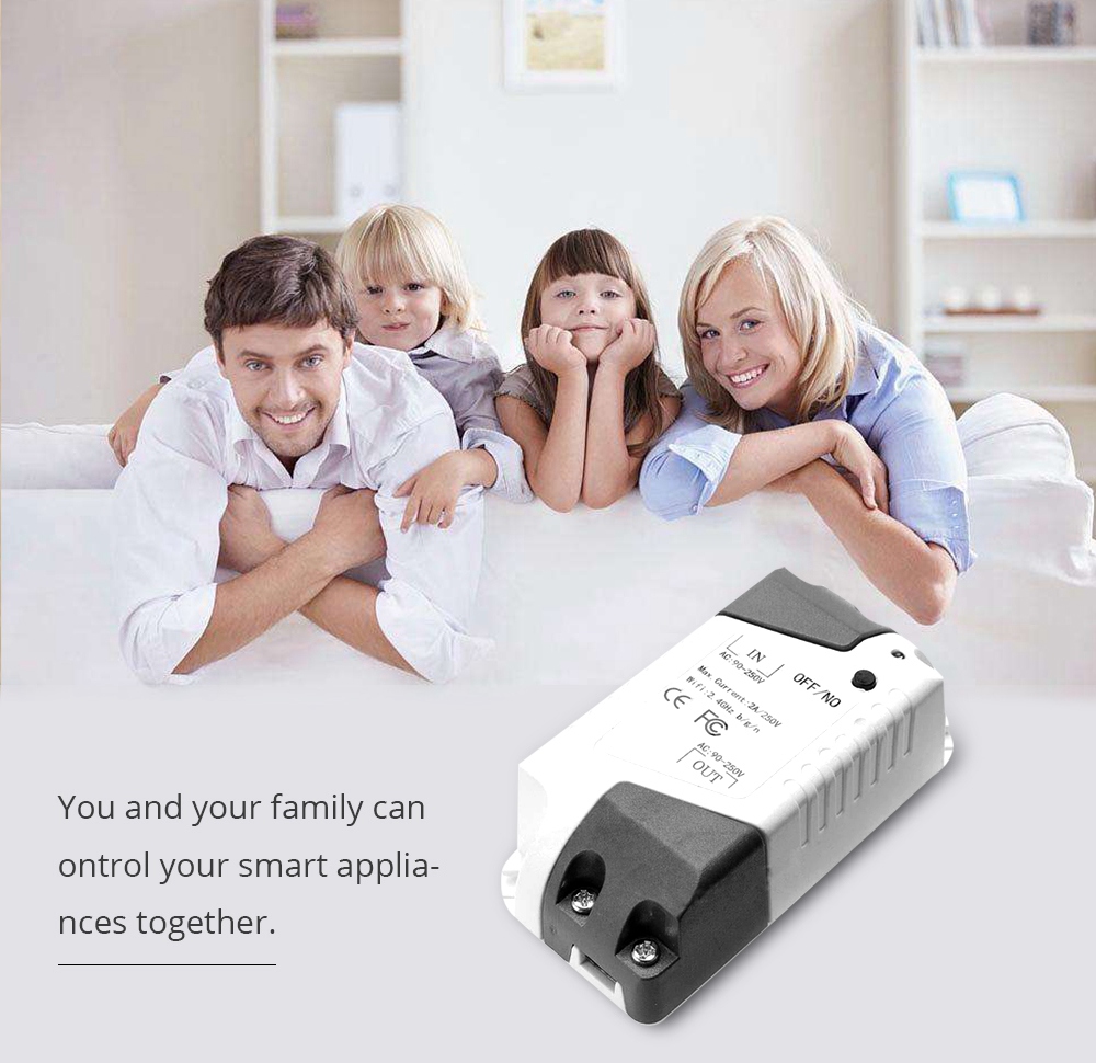 Geekbes MW02 WiFi Mini Smart Switch Remote Module App Control with Amazon Alexa for Android IOS ABS Module Universal