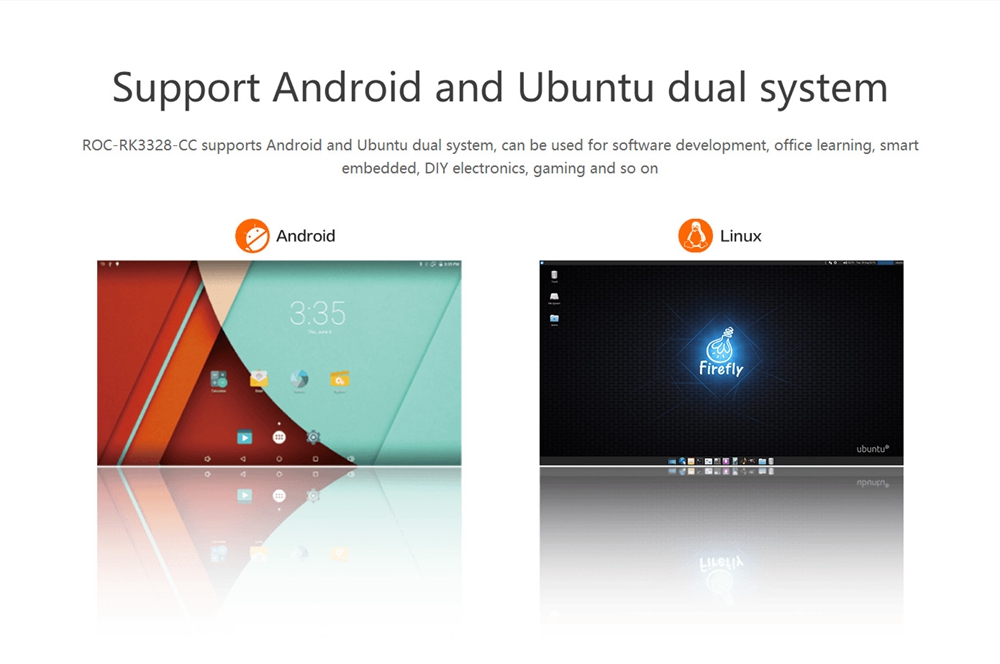 Firefly Android Ubuntu Dual Boot ROC-RK3328-CC  1GB DDR4 Development Board USB3.0 1000M LAN