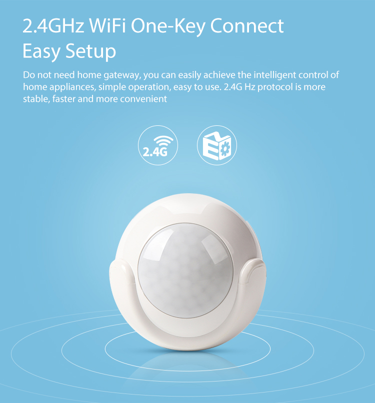 Geekbes NAS-PD01W WiFi PIR Motion Sensor Wifi Detect Motion 7cm Replaceable Battery APP Control PC+ABS -White