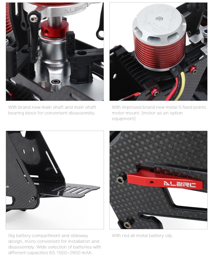 ALZRC Devil 420 FAST FBL 420mm Fiber Blades RC Helicopter Super Combo Version - Red