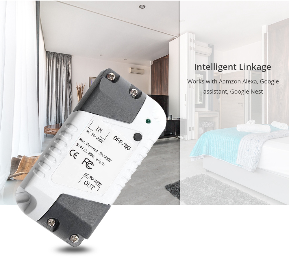 Geekbes MW02 WiFi Mini Smart Switch Remote Module App Control with Amazon Alexa for Android IOS ABS Module Universal