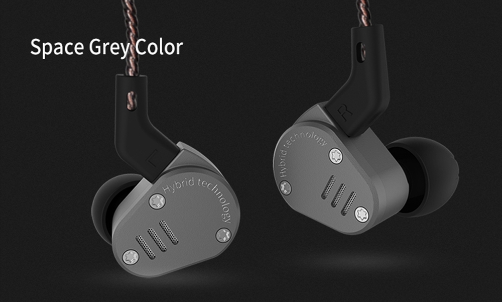 KZ ZSA Metal Earphone Armature and Dynamic Hybrid In-ear Sport HiFi Bass Noise Cancelling - Black and Red