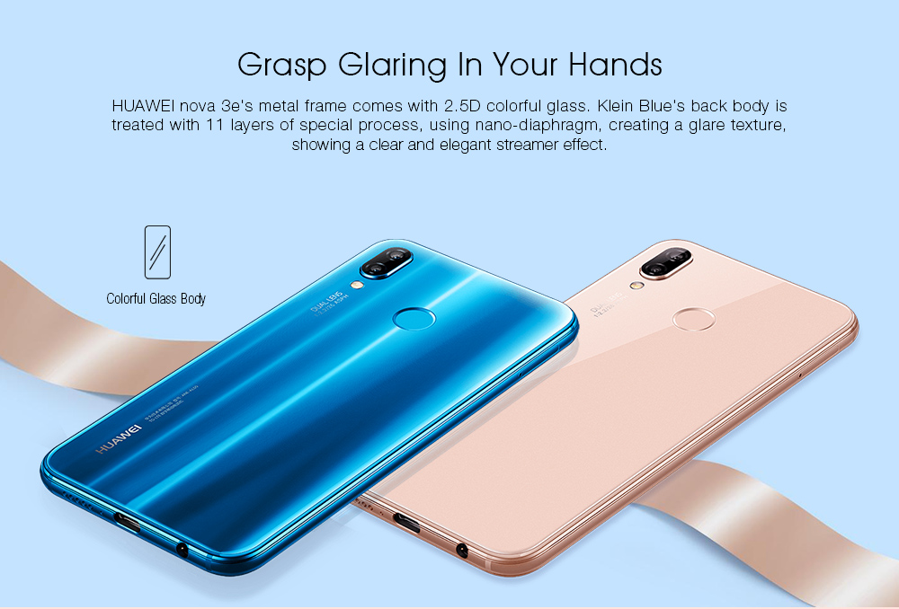 HUAWEI Nova 3e 5.84 Inch Smartphone Kirin 659 4GB 64GB 16.0MP+2.0MP Dual Rear Cameras Android 8.0 Touch ID - Black