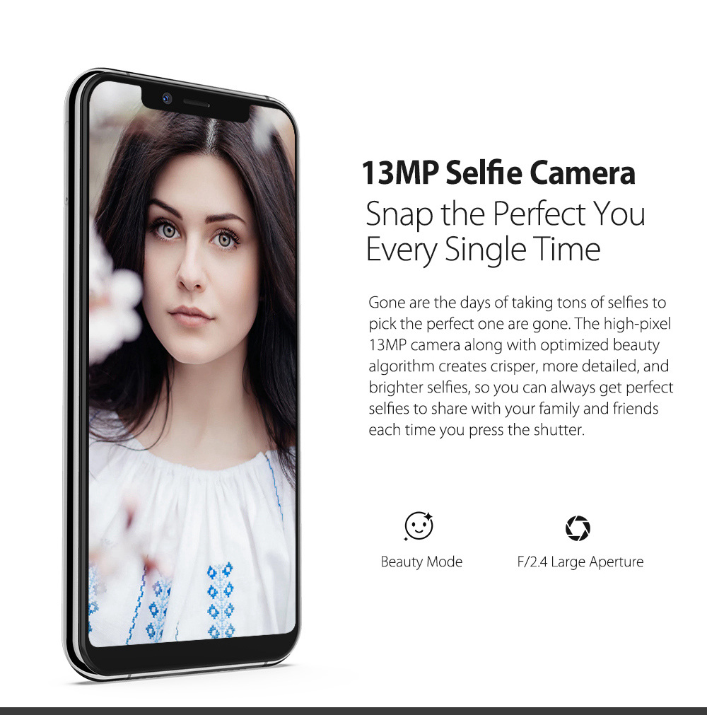 [HK Stock]Ulefone X 5.85 Inch 4G LTE Smartphone MTK6763 4GB 64GB 13.0MP+5.0MP Dual Rear Cameras Android 8.1 Face Unlock HD+ Screen - Black