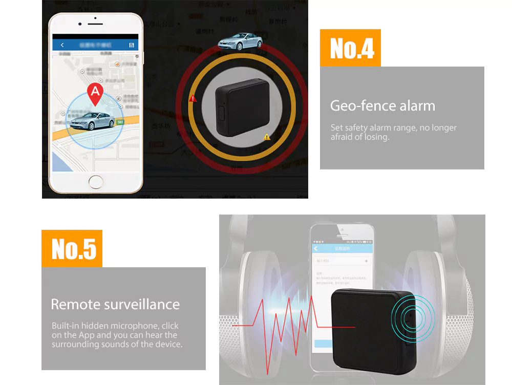 K8 Portable GPS Tracker Vibration Real-time Tracking Locator Strong Magnet Geo-fence Alarm Historical Track Query - Black