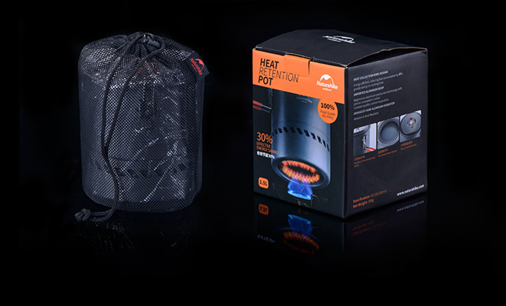 NatureHike Camping Pot Energy-saving Single Pot Outdoor Cooking Utensils Set Camping Barbecue Cutlery - Gray