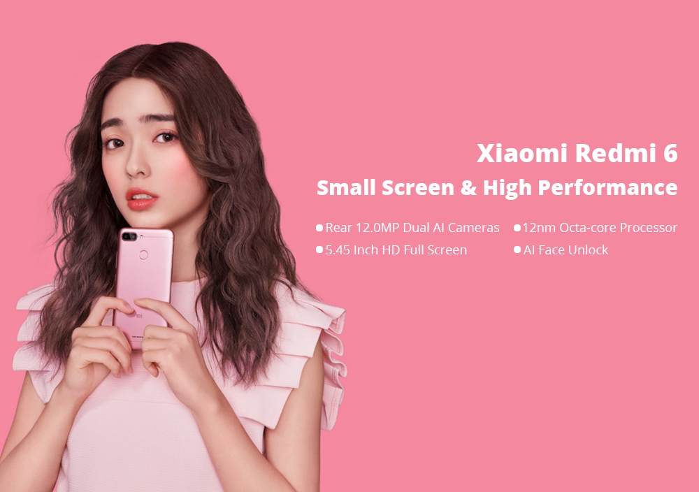 Xiaomi Redmi 6 5.45 Inch 4G LTE Smartphone MTK Helio P22 3GB 32GB 12.0MP+5.0MP Dual Rear Cameras Android 8.1 OS 18:9 Screen AI Face Unlock - Gold