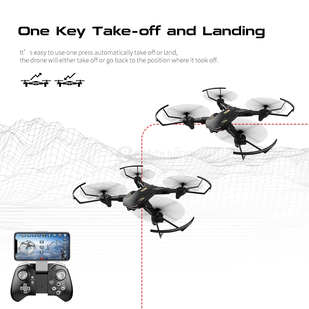 VISUO XS809S BATTLES SHARKS 720P WIFI FPV Wide Angle Camera Foldable RC Quadcopter RTF - Black