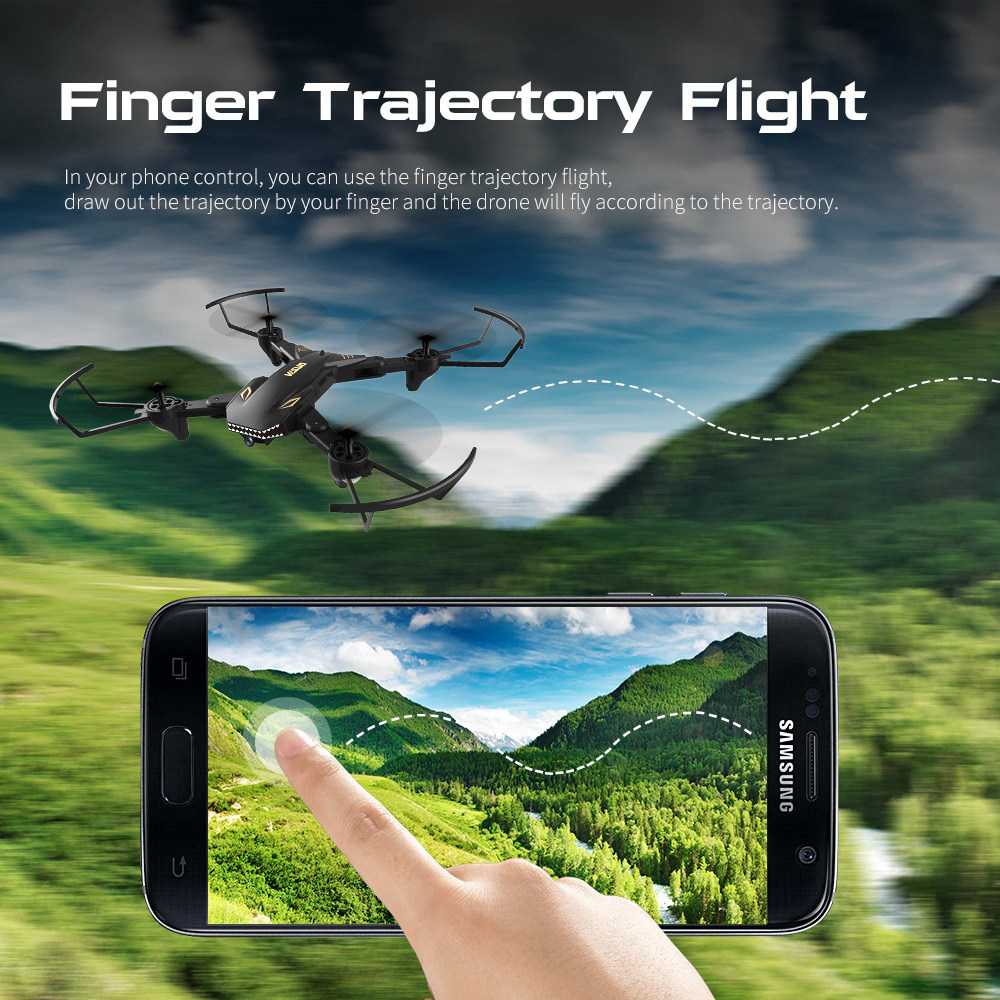 VISUO XS809S BATTLES SHARKS 720P WIFI FPV Foldable with HD Wide Angle Camera RC Quadcopter RTF Black - Two Battery