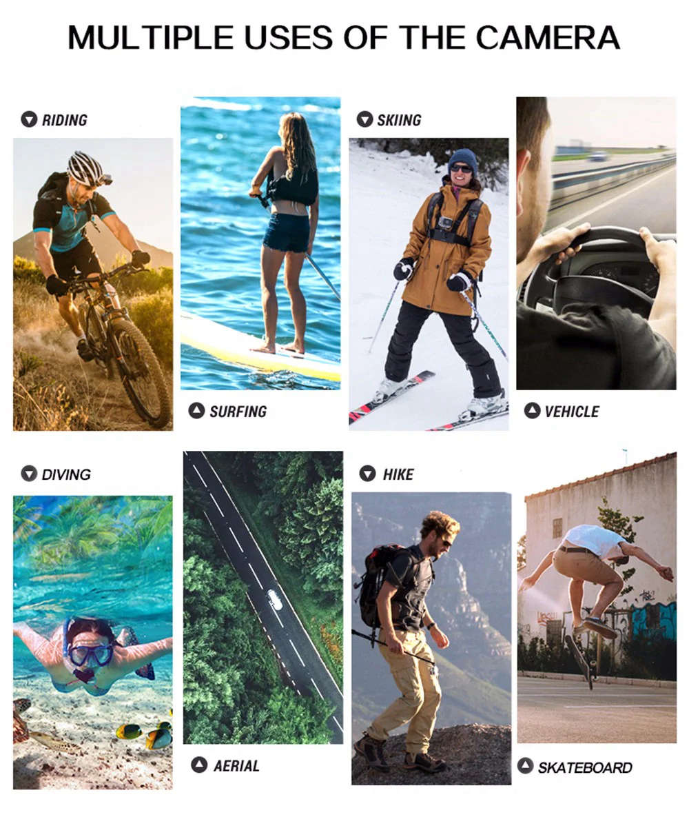 ZGPAX S222 Wearable Action Camera Sports DV DashCam Night Vision IP68 Waterproof Drop-resistant Dustproof FHD 1080P WIFI 140 Degree Wide Angle - Black