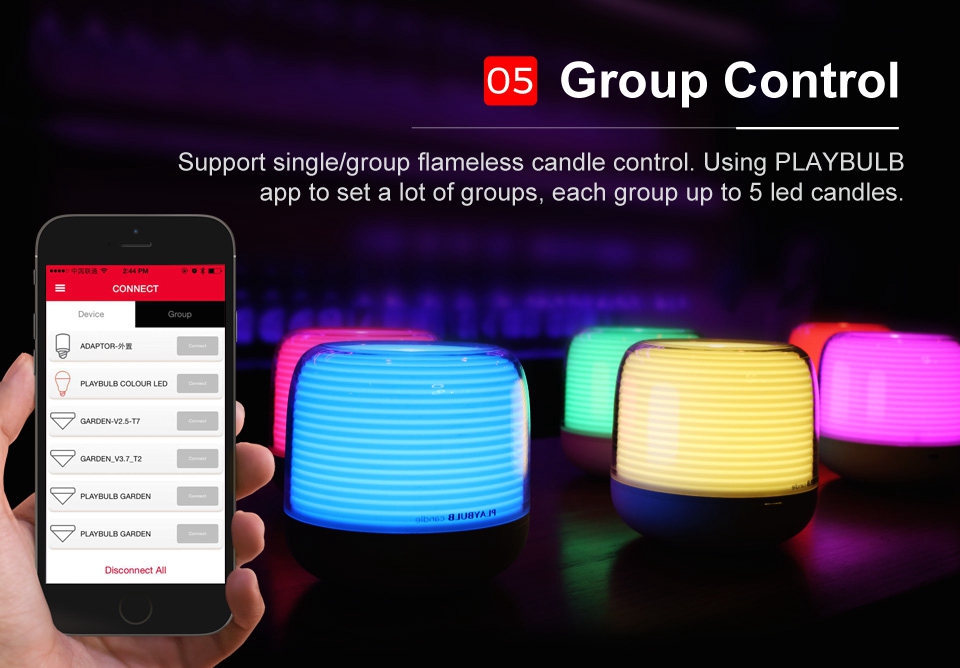MIPOW BTL305 PLAYBULB Smart Remote Candle USB Charge Candle Holders Timer RGB Changeable Light Color Flameless LED Light