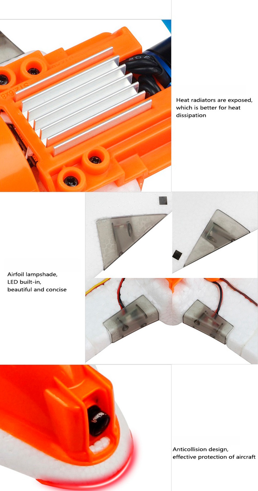 Kingkong/LDARC FPV WING 800X RC Airplane 768mm Wingspan EPO Kit Version - Orange