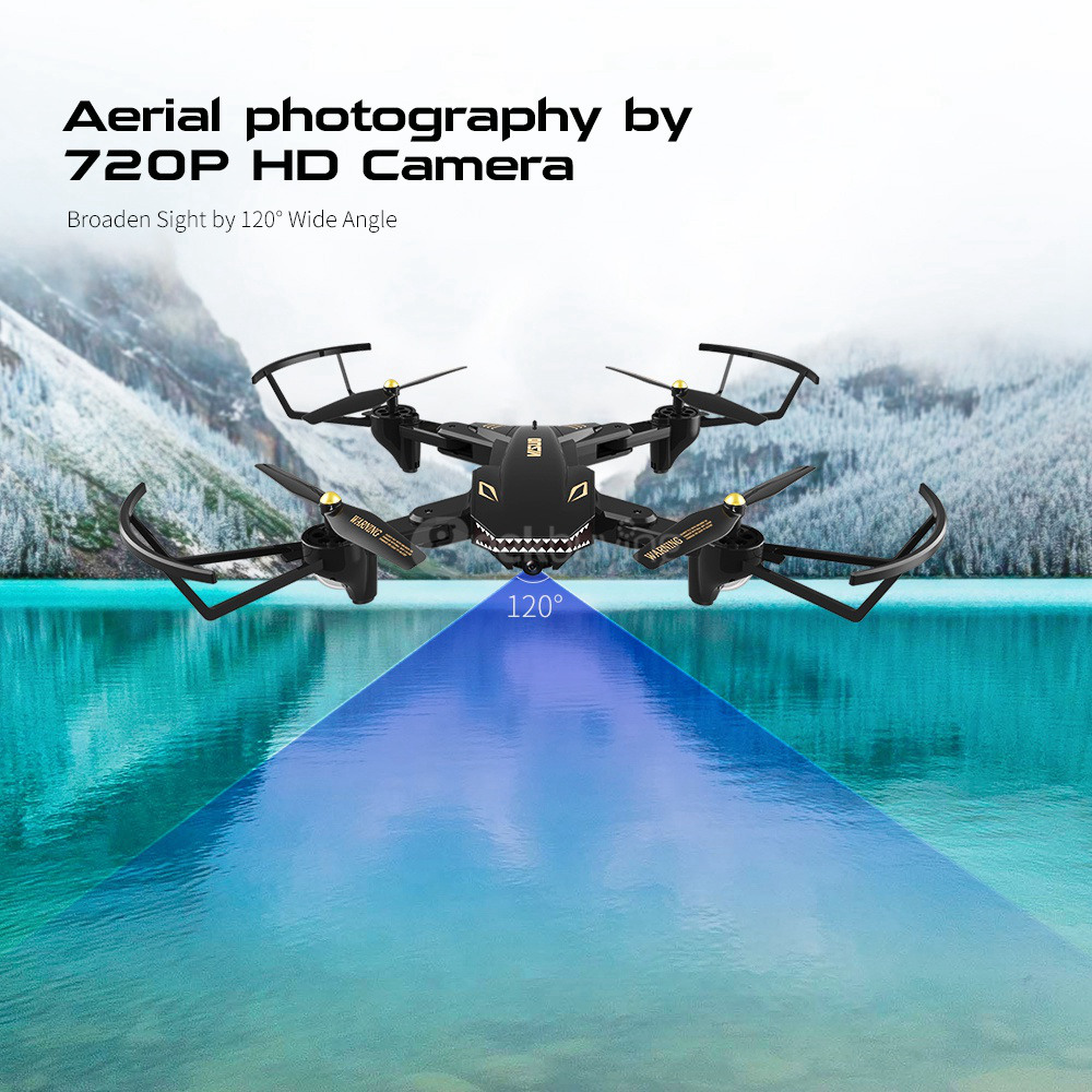 VISUO XS809S BATTLES SHARKS 720P WIFI FPV Wide Angle Camera Foldable RC Quadcopter RTF - Black