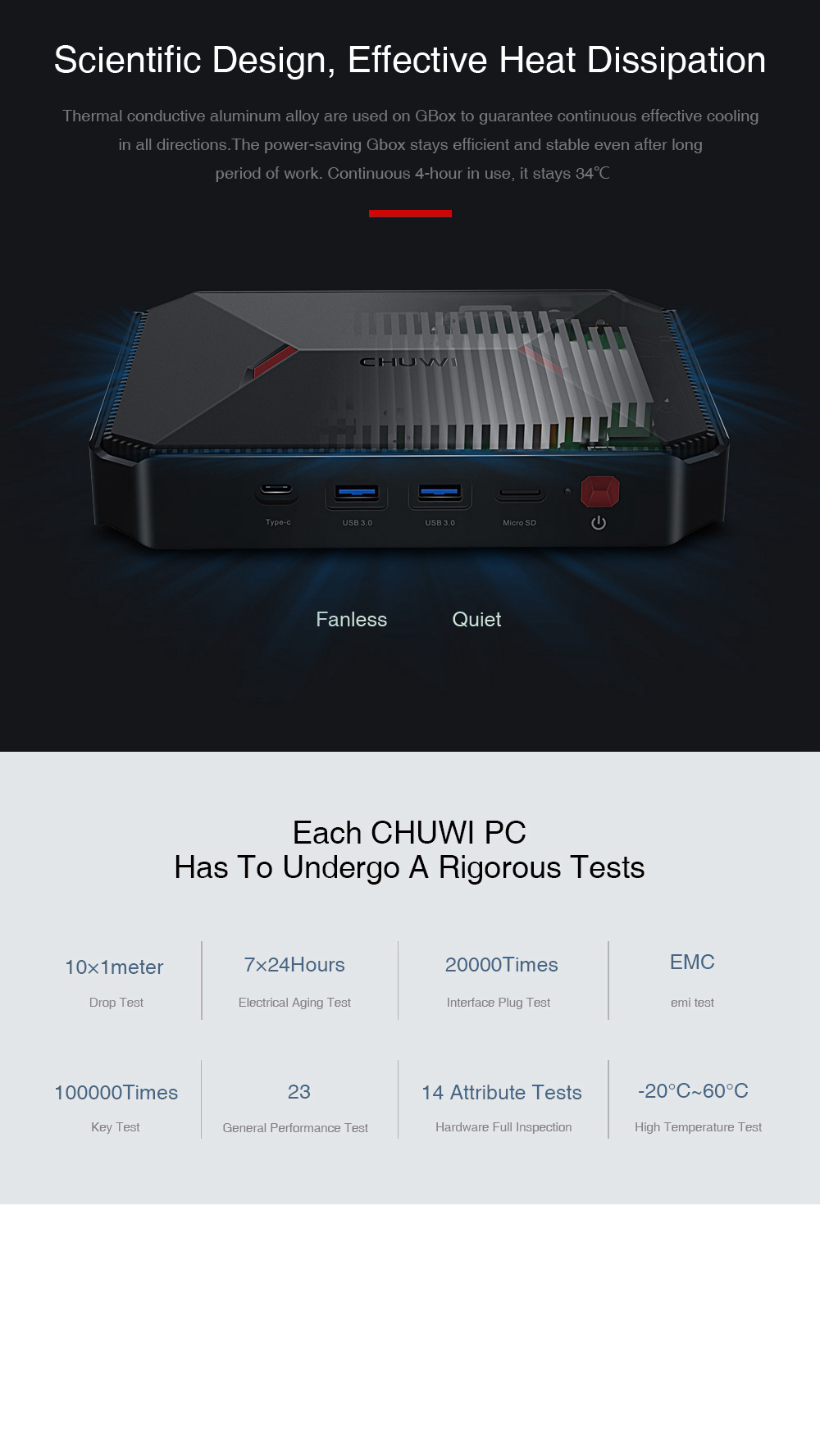CHUWI GBox Gemini Lake N4100 4GB DDR4 64GB ROM Windows 10 Mini PC AC WIFI Extended HDD