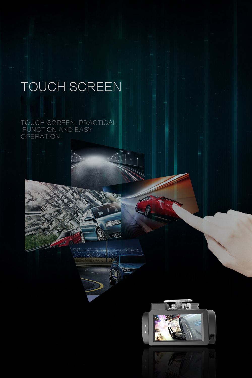 Anytek G200 Car Recorder 2.7 Inch Touch Screen 4K FHD Car Camera 160 Degree Wide Angle F1.8 Aperture Built-in Wifi And GPS Function - Black